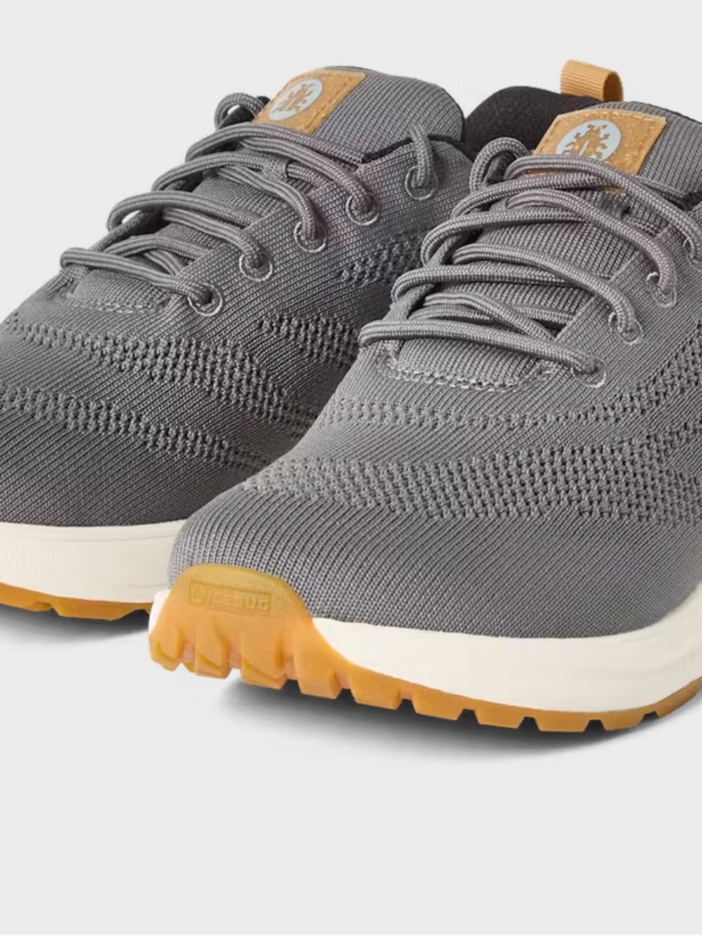 Women's Grey Knit Lace-Up Sneakers with Gum Outsole